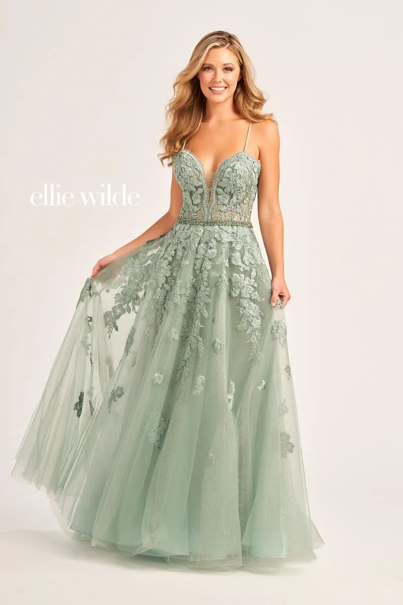 Ellie Wilde A-Line Lace Prom Dress EW35016 sold by Terry costa product image thumbnail 4
