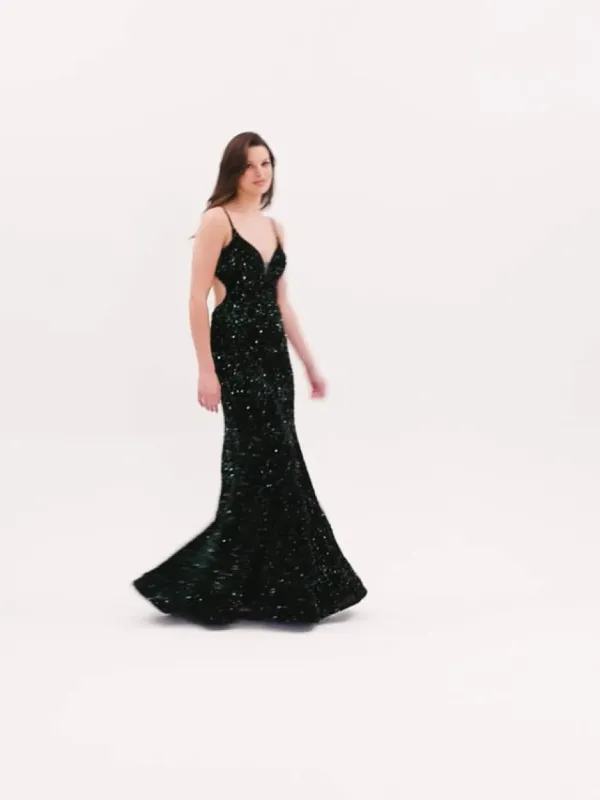 Faviana Long Velvet Sequin Prom Dress S10817 sold by Terry costa