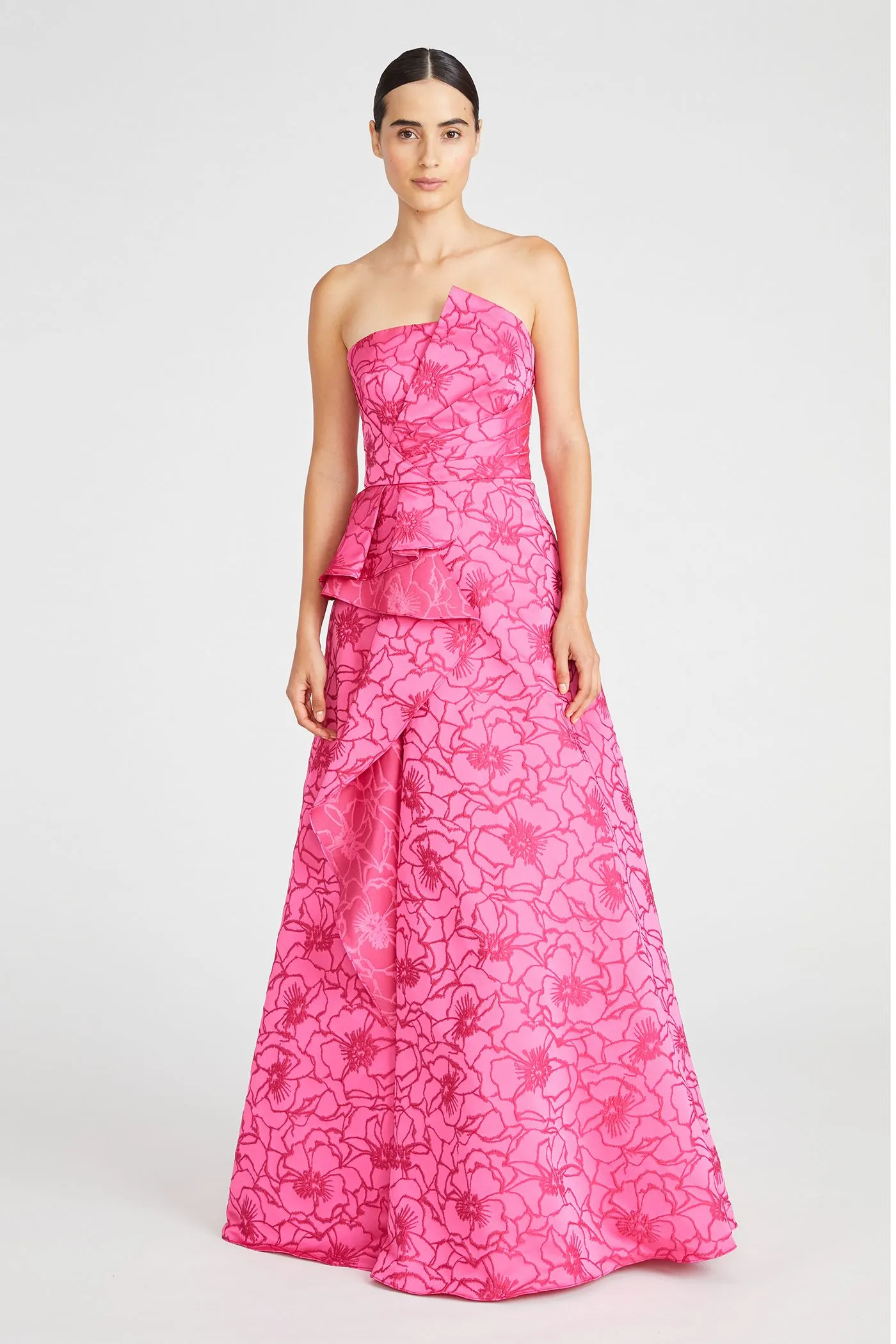 Monique Lhuillier Strapless Jacquard Evening Dress 4412324 sold by Terry costa