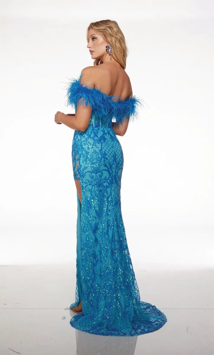 Alyce Plunging Floral Sequin Prom Dress 61616 sold by Terry costa product image thumbnail 2