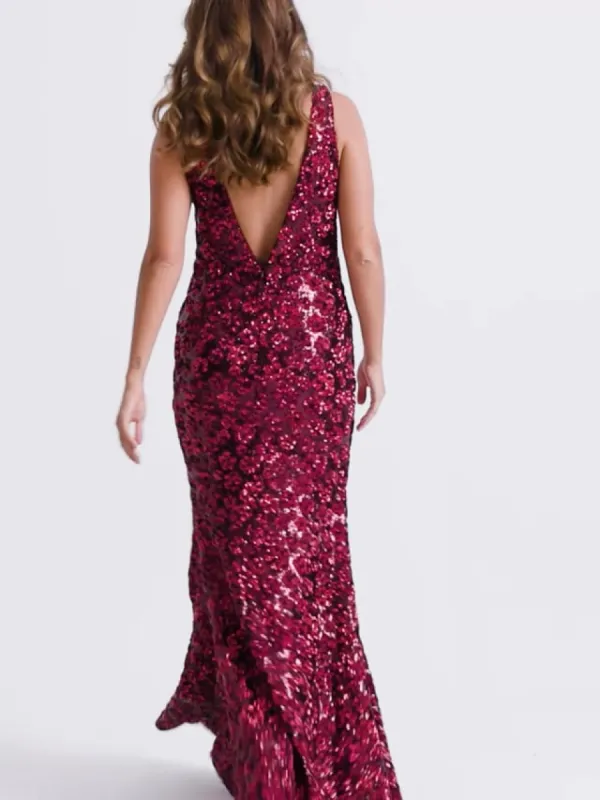 Faviana Floral Beaded Long Prom Dress 11038 made by Faviana