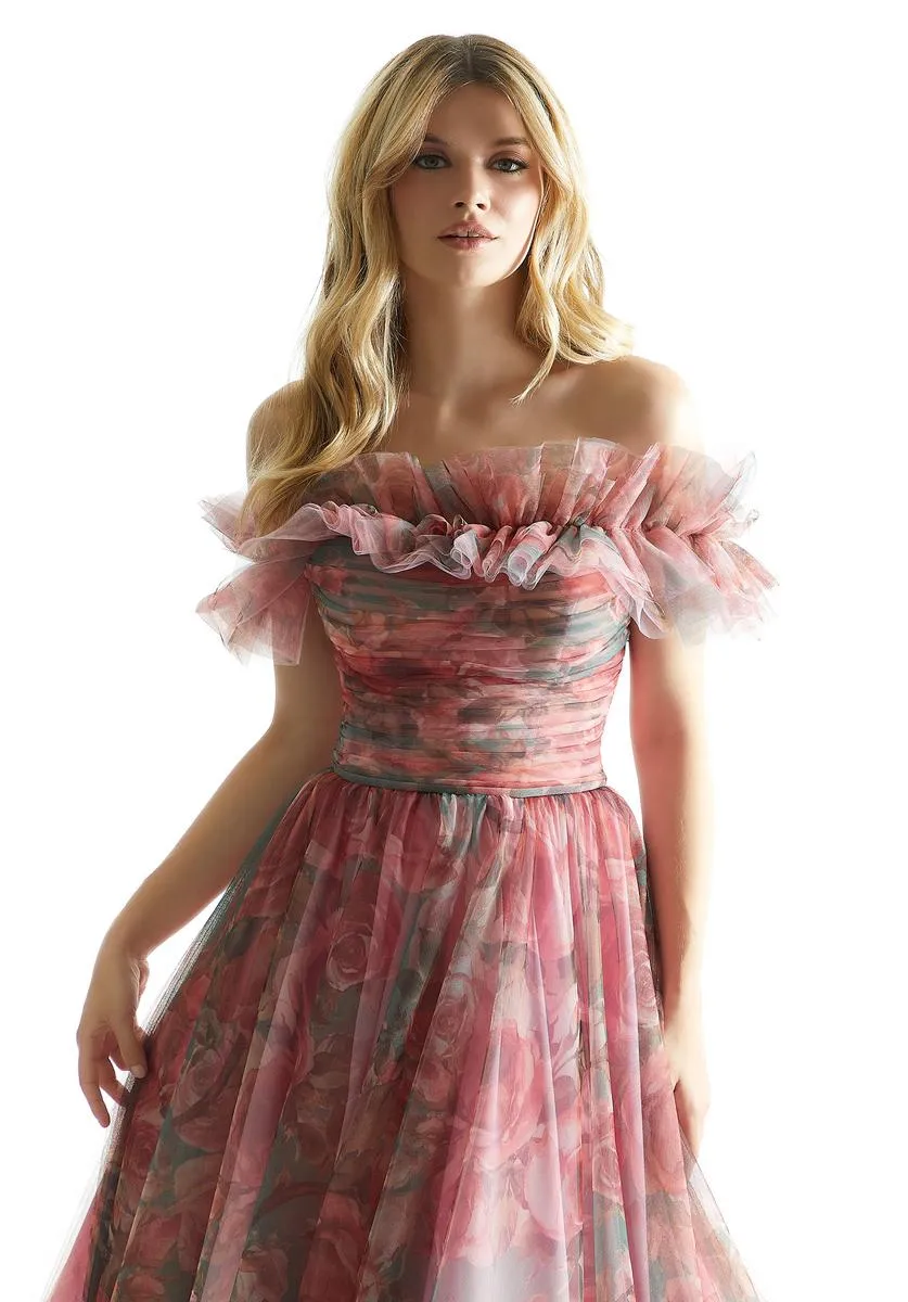 Morilee Off Shoulder Floral Print Ball Gown Prom Dress 49057 sold by Terry costa product image thumbnail 4