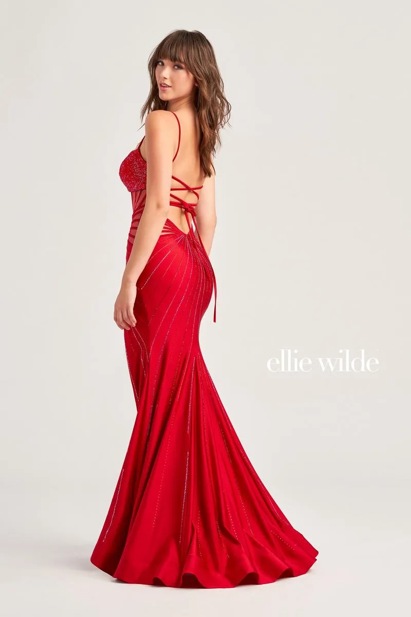 Ellie Wilde Illusion Corset Prom Dress EW35026 sold by Terry costa product image thumbnail 3