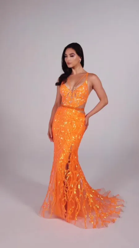 Ellie Wilde  Long Lace-up Back Prom Dress EW35007 sold by Terry costa