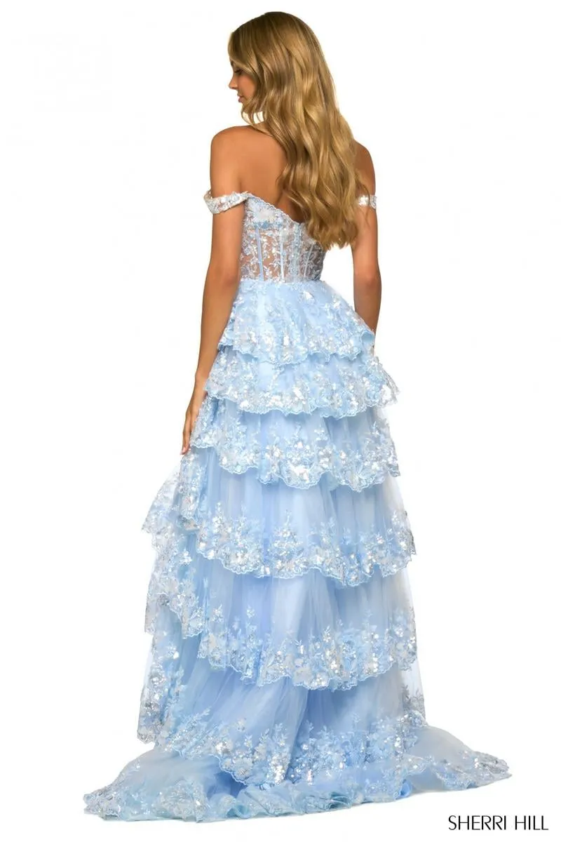 Sherri Hill Sequin Ruffle A-Line Prom Dress 55500 - B sold by Terry costa product image thumbnail 4