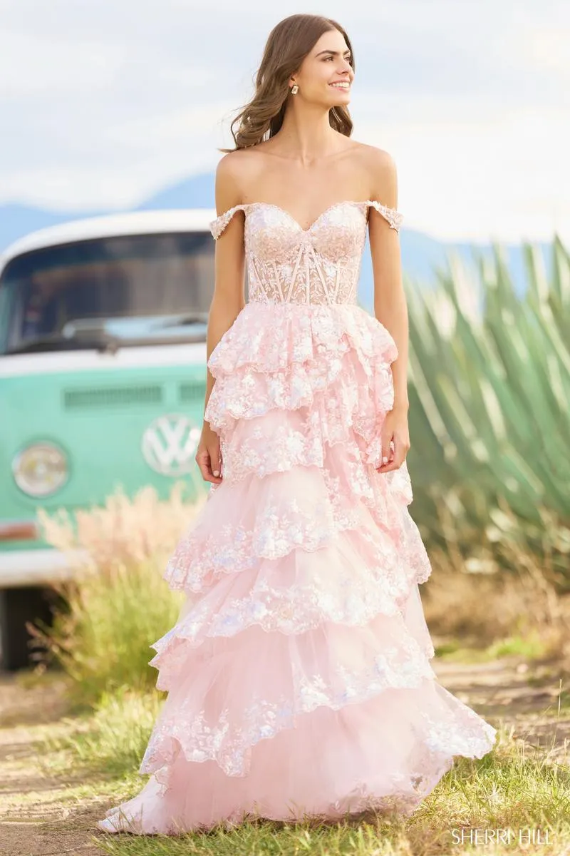 Sherri Hill Sequin Ruffle A-Line Prom Dress 55500 - B sold by Terry costa product image thumbnail 5