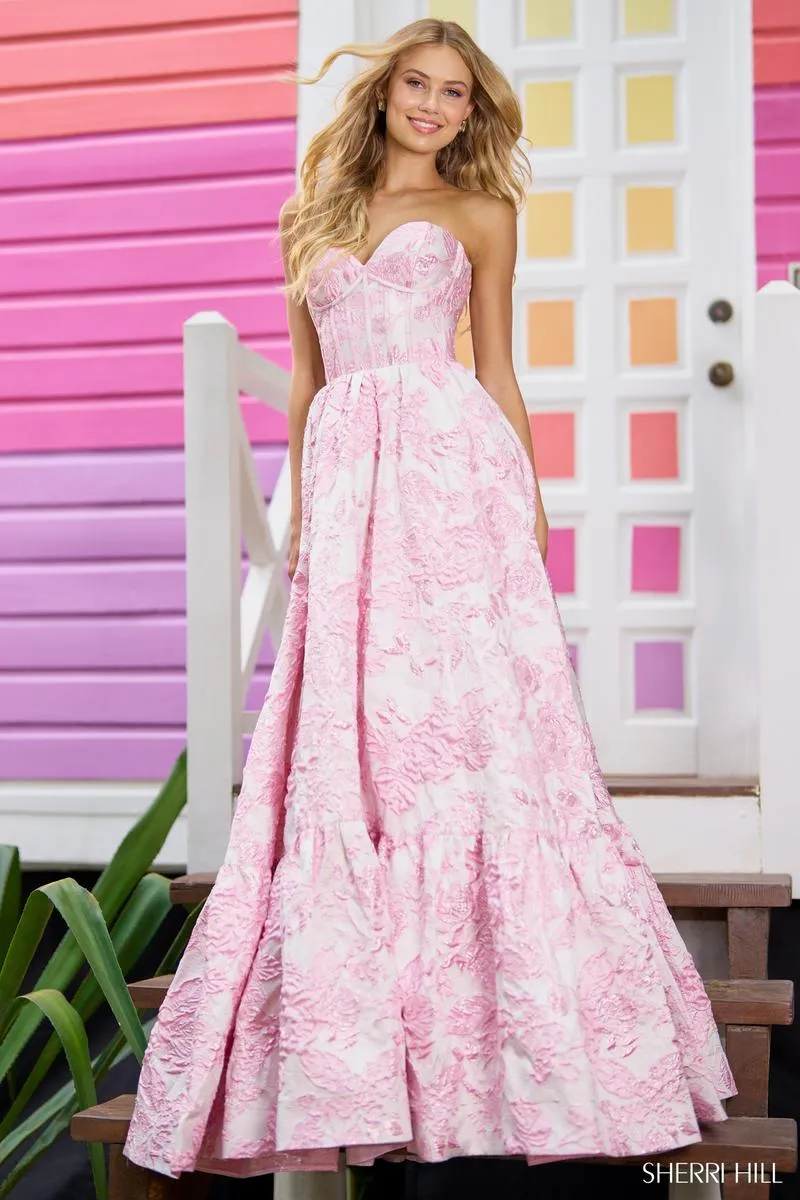 Sherri Hill Floral Brocade Prom Dress 56055 sold by Terry costa product image thumbnail 3