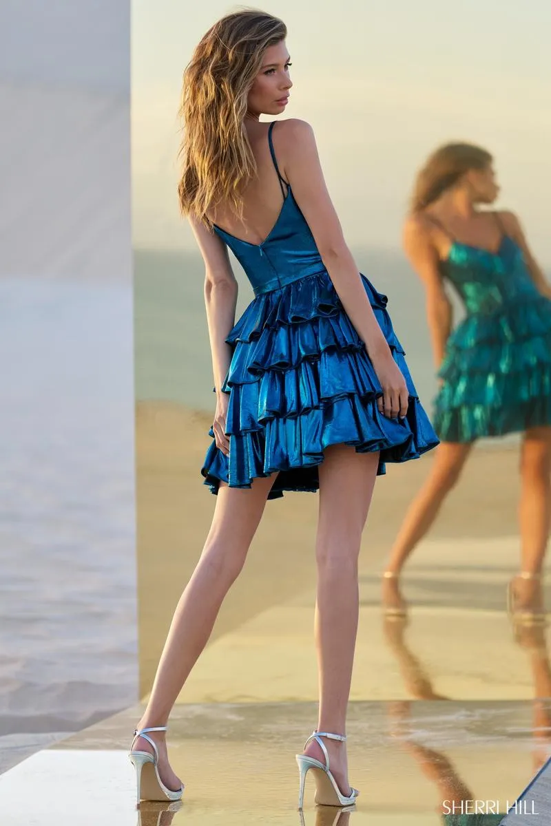 Sherri Hill Metallic Ruffle Homecoming Dress 56824 sold by Terry costa product image thumbnail 2