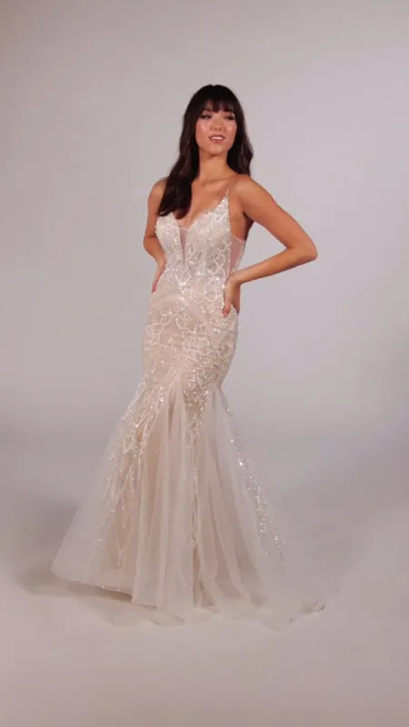 Ellie Wilde Long Sequin Prom Dress EW35077 made by Mon Cheri