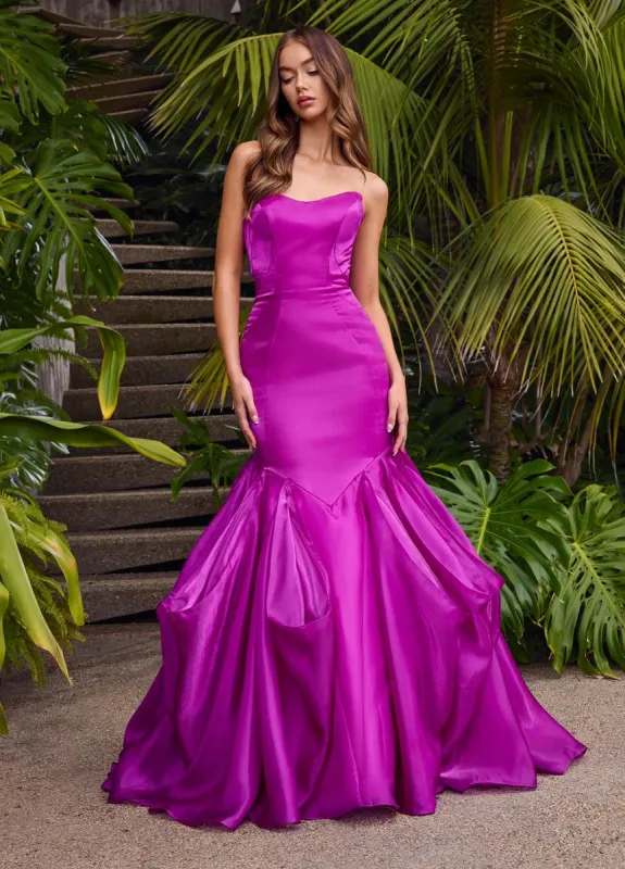 ASHLEYlauren Strapless Organza Prom Dress 11733 sold by Terry costa