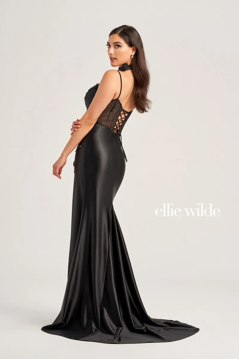 Ellie Wilde Corset High Slit Prom Dress EW35028 sold by Terry costa product image thumbnail 4