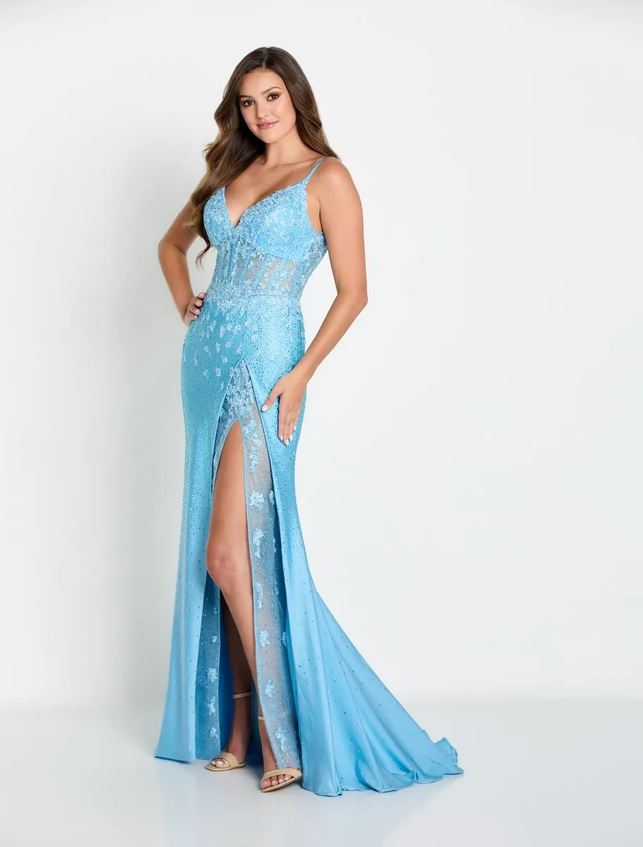 Ellie Wilde V-Neck Beaded Lace Dress EW122044 sold by Terry costa product image thumbnail 3