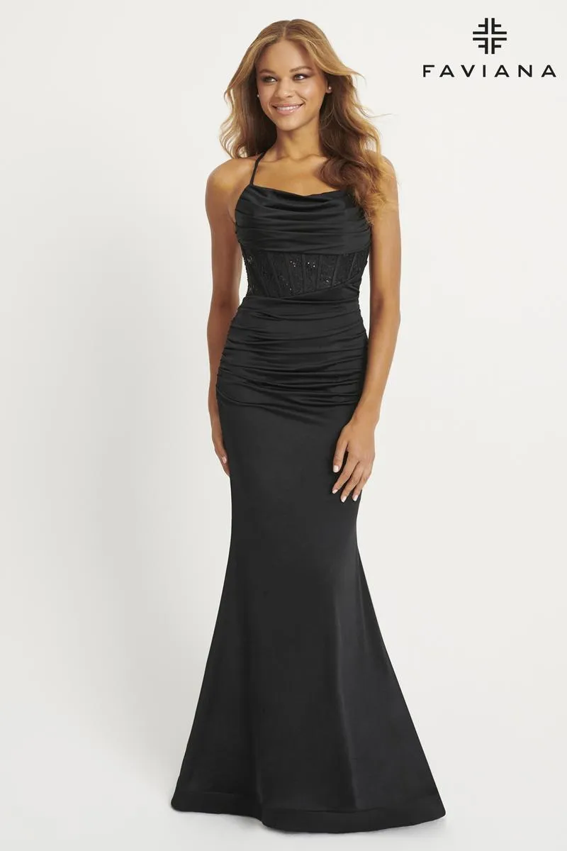 Faviana Ruched Corset Prom Dress 11043 sold by Terry costa product image thumbnail 4