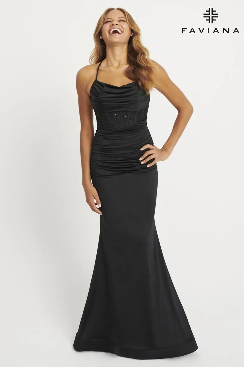 Faviana Ruched Corset Prom Dress 11043 sold by Terry costa product image thumbnail 2