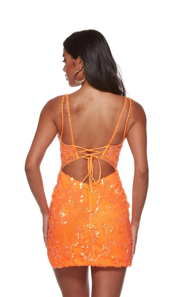 Alyce Paris Strappy Sequin Homecoming Dress 4630 sold by Terry costa product image thumbnail 2