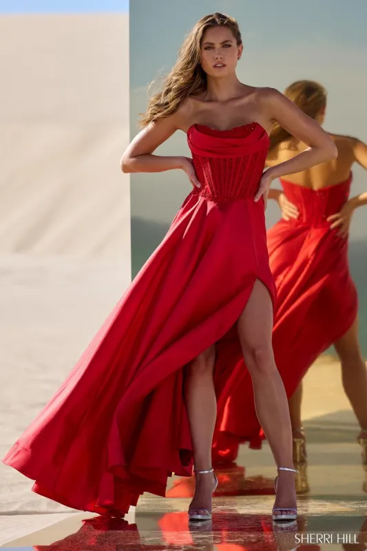 Sherri Hill Strapless A-line Corset Dress 56828 sold by Terry costa