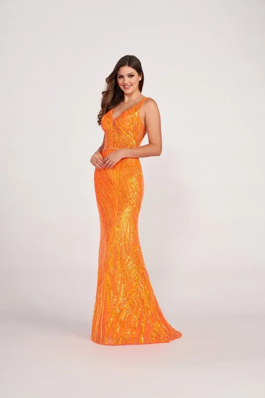 Ellie Wilde Sequin Long Sequin Prom Dress EW34037 made by Terry costa