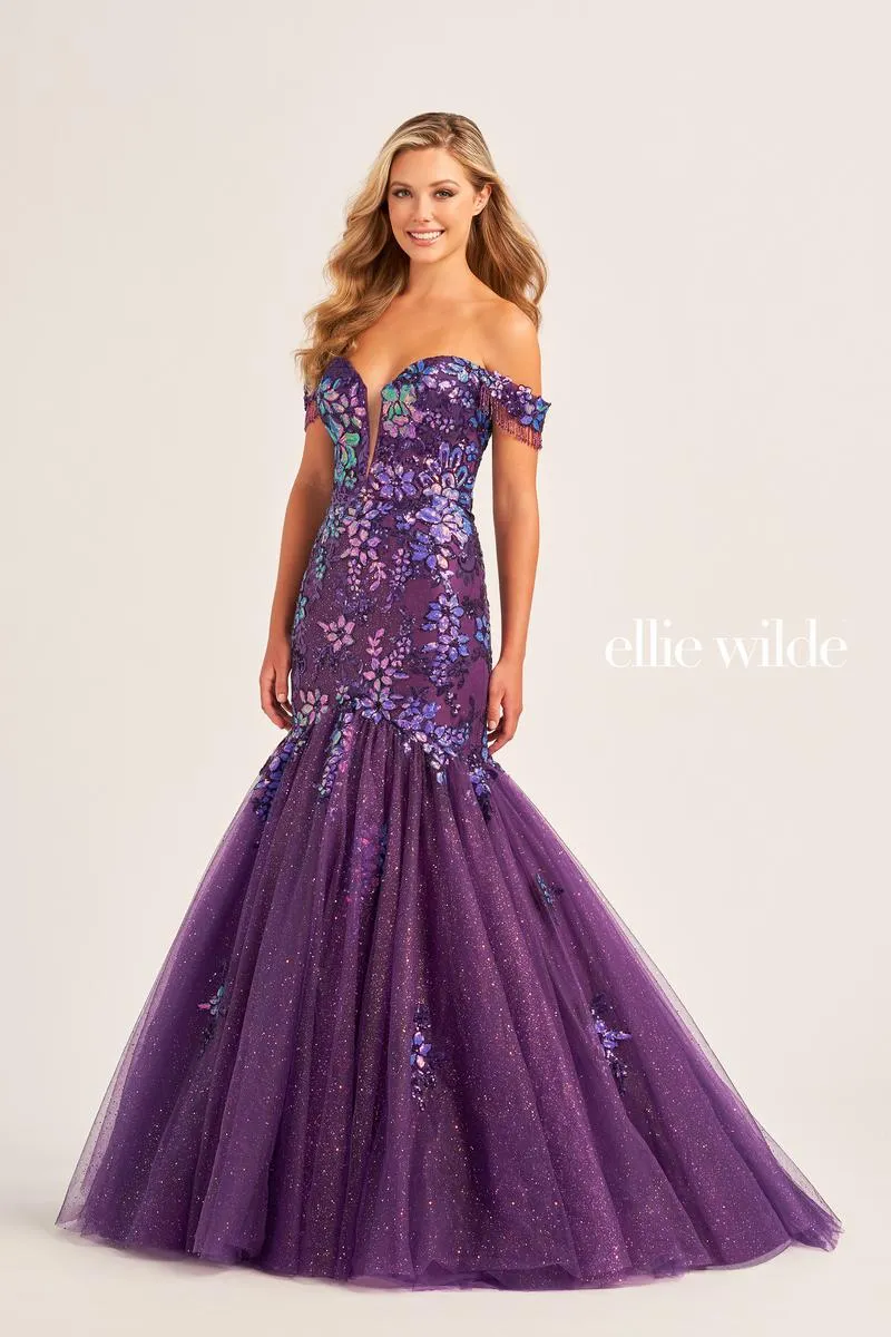 Ellie Wilde Mermaid Off Shoulder Prom Dress EW35219 sold by Terry costa product image thumbnail 4