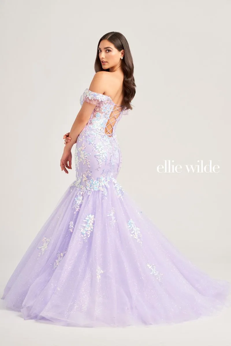 Ellie Wilde Mermaid Off Shoulder Prom Dress EW35219 sold by Terry costa product image thumbnail 3