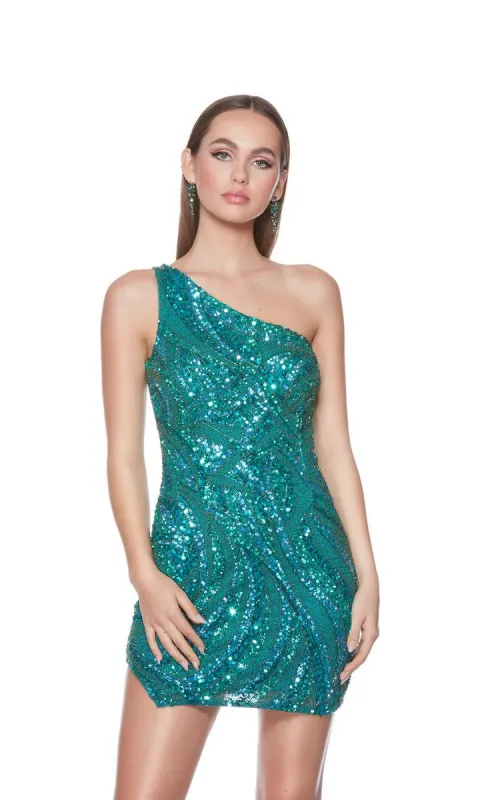 Alyce Paris One Shoulder Sequin Homecoming Dress 4641 sold by Terry costa