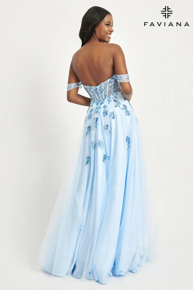 Faviana Off Shoulder A-Line Prom Dress 11059 sold by Terry costa product image thumbnail 3