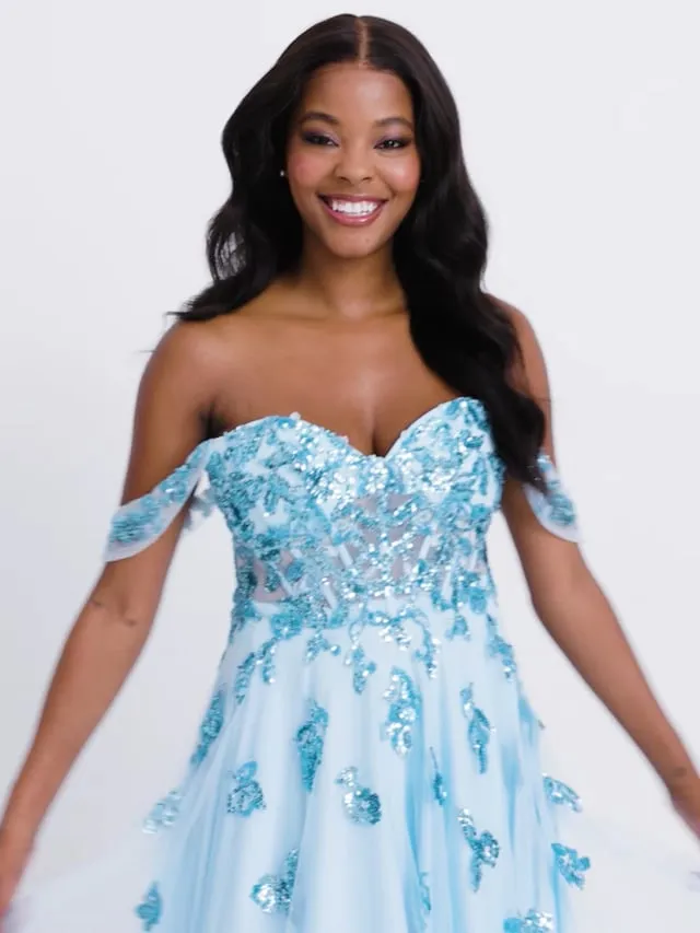 Faviana Off Shoulder A-Line Prom Dress 11059 sold by Terry costa