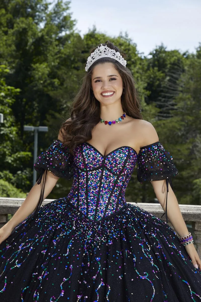 Vizcaya by Morilee Confetti Beaded Quince Dress 89413 sold by Terry costa product image thumbnail 4