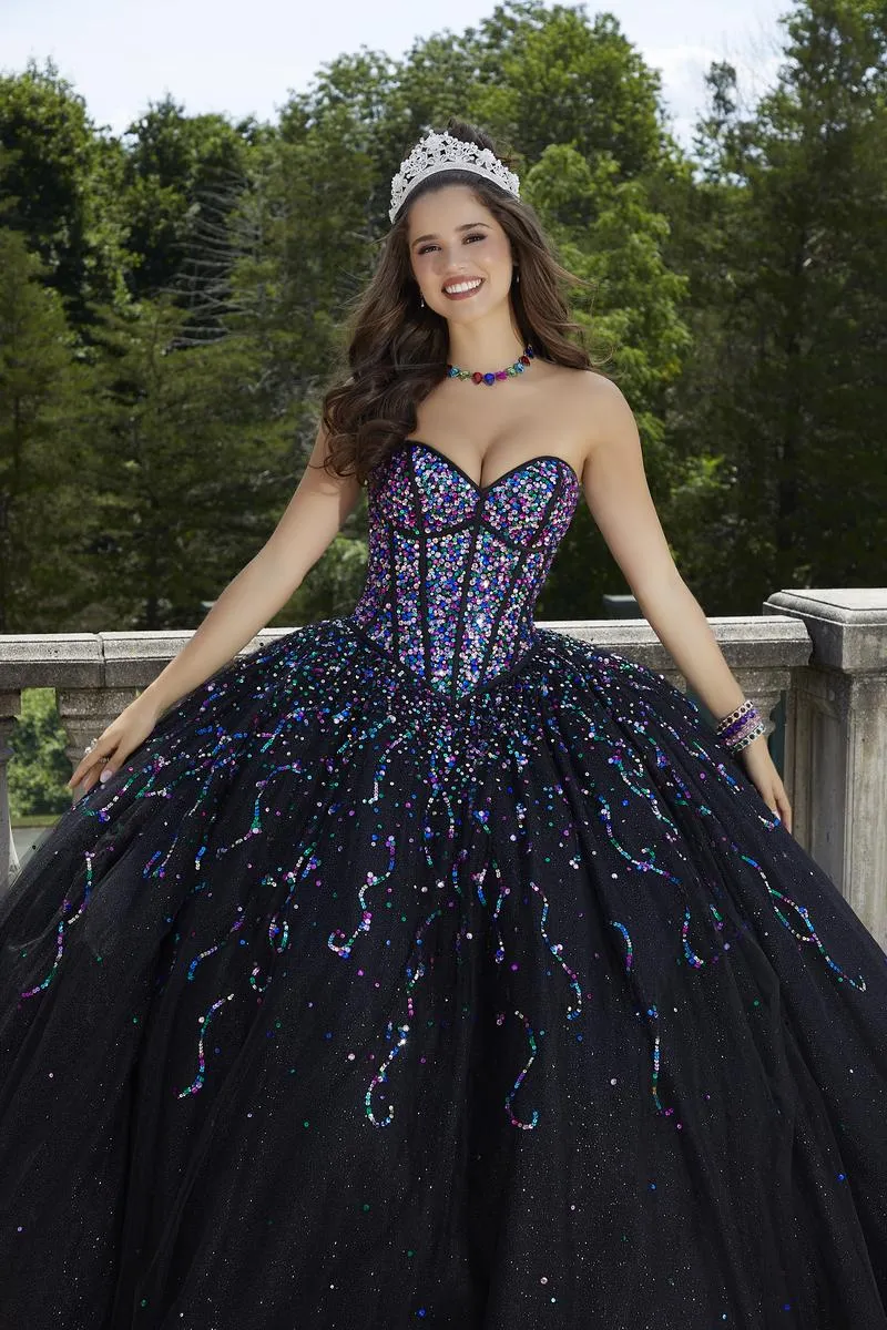 Vizcaya by Morilee Confetti Beaded Quince Dress 89413 sold by Terry costa product image thumbnail 3