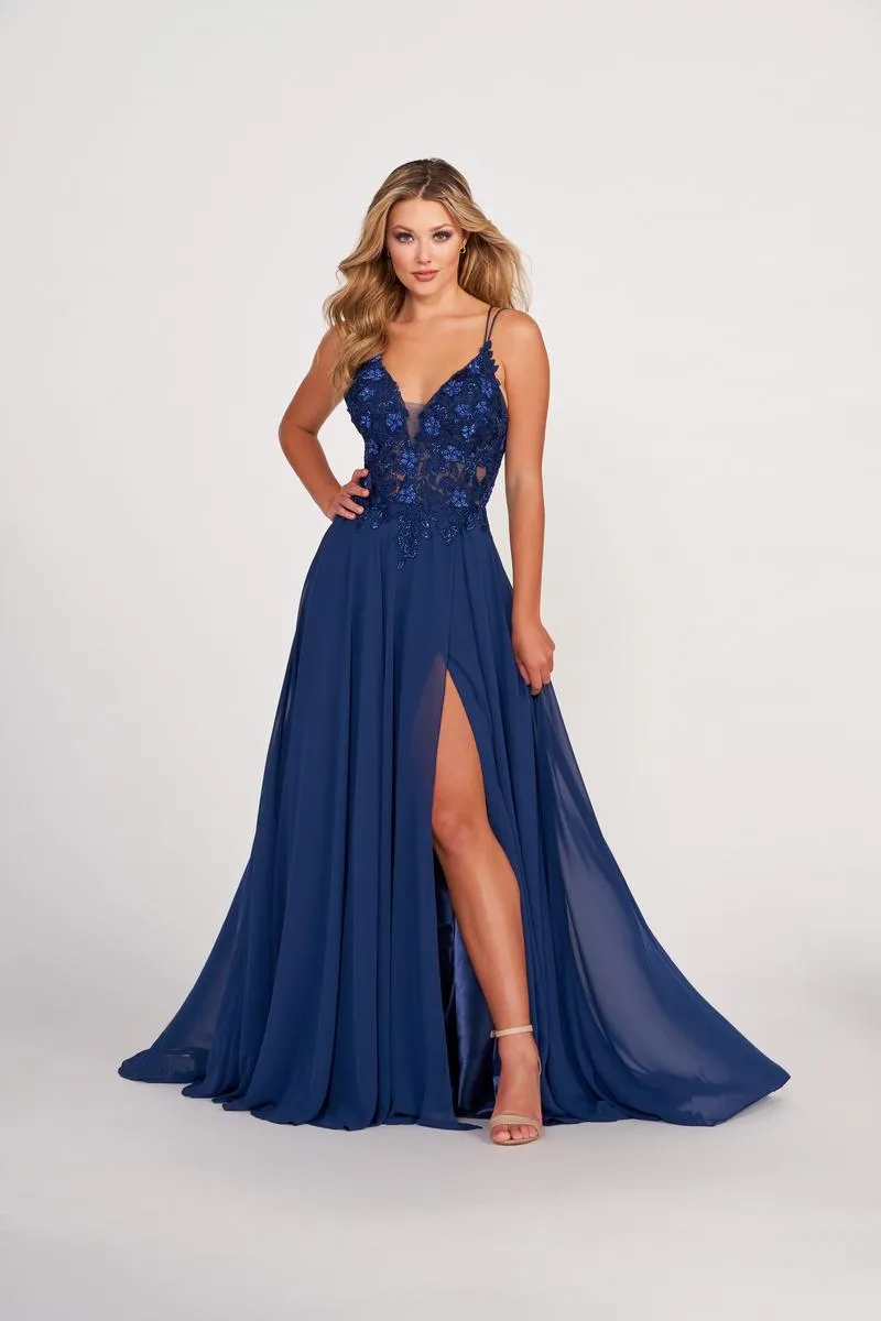 Ellie Wilde Long A-Line Chiffon Prom Dress EW34078 sold by Terry costa