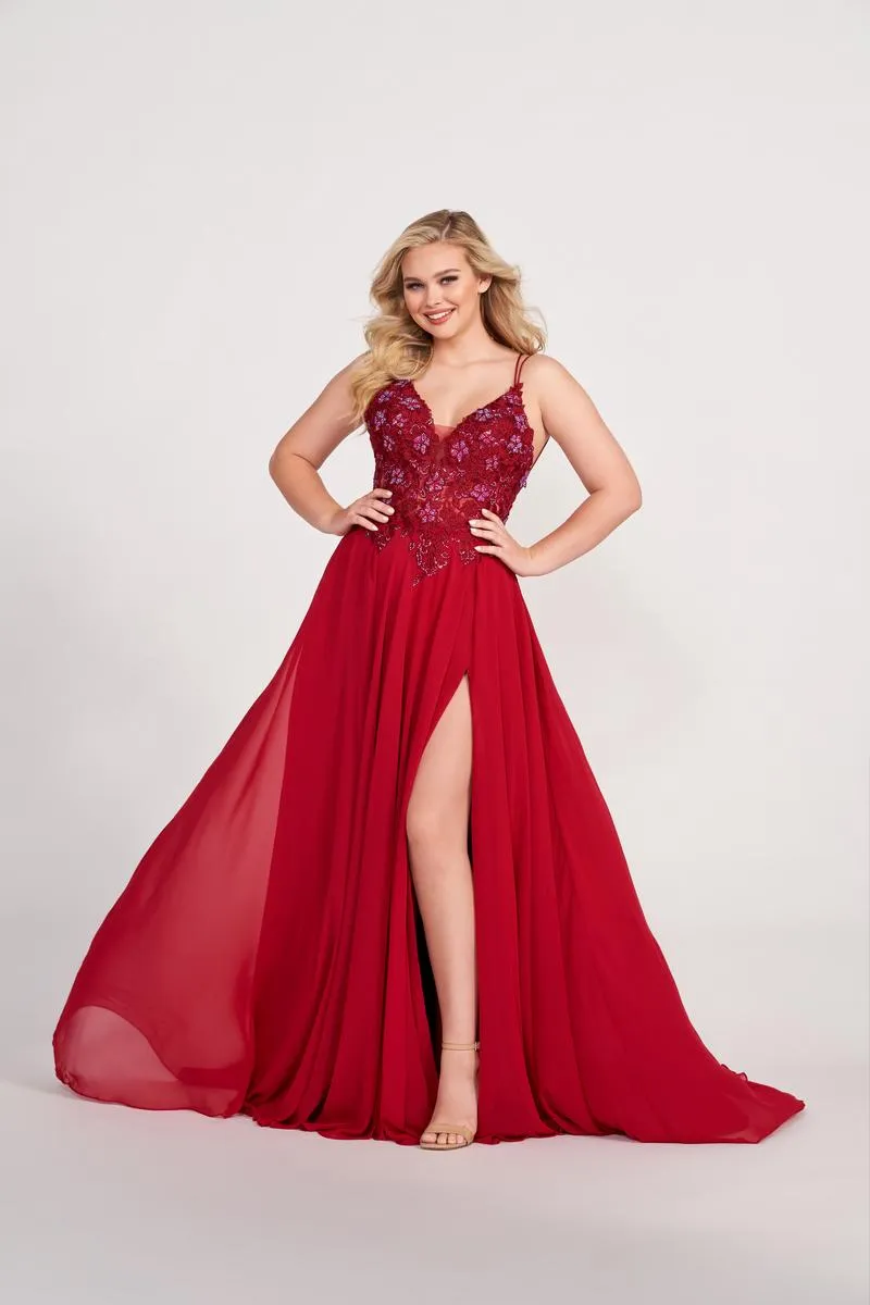 Ellie Wilde Long A-Line Chiffon Prom Dress EW34078 sold by Terry costa product image thumbnail 3