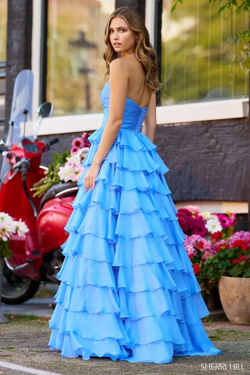Sherri Hill Tiered Chiffon Strapless Dress 56346 sold by Terry costa product image thumbnail 2