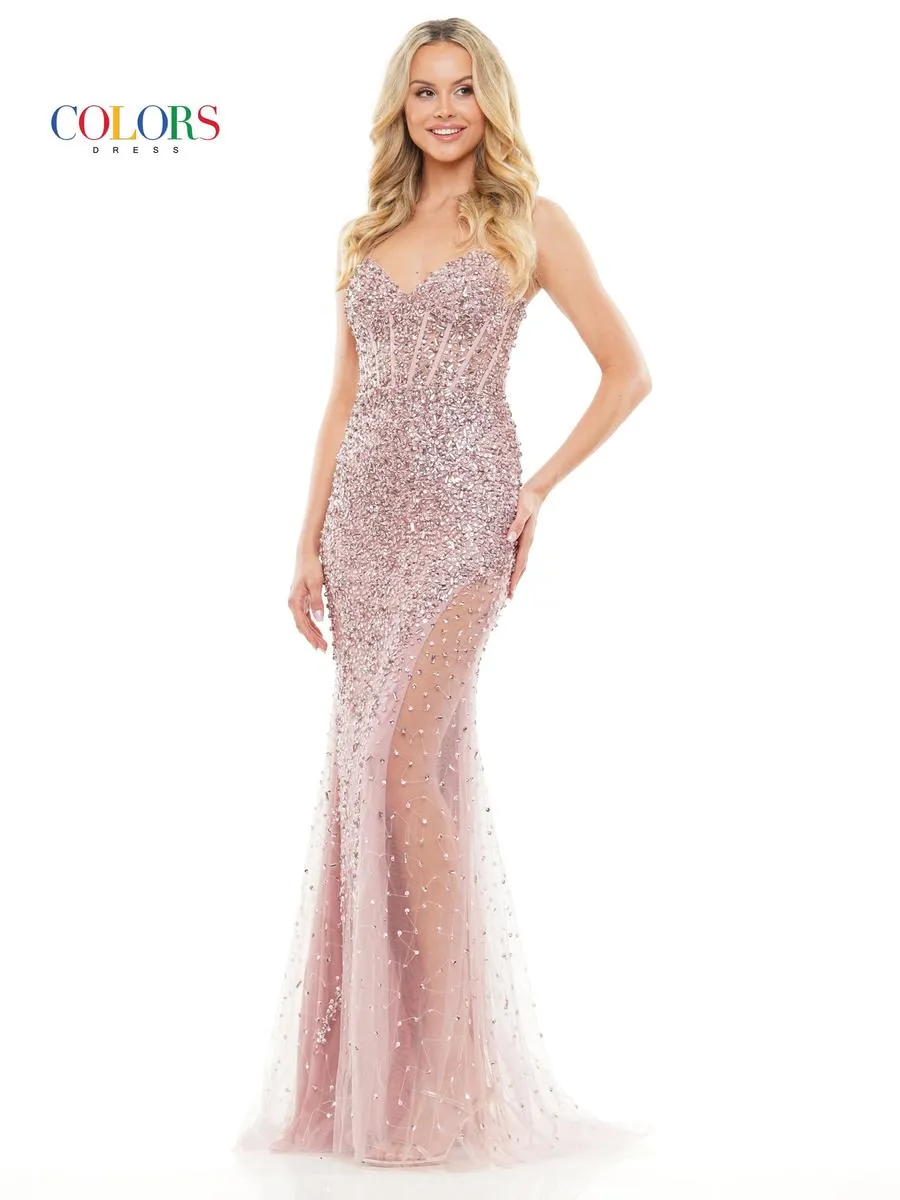 Colors Sequin Tight Corset Prom Dress 3307 sold by Terry costa