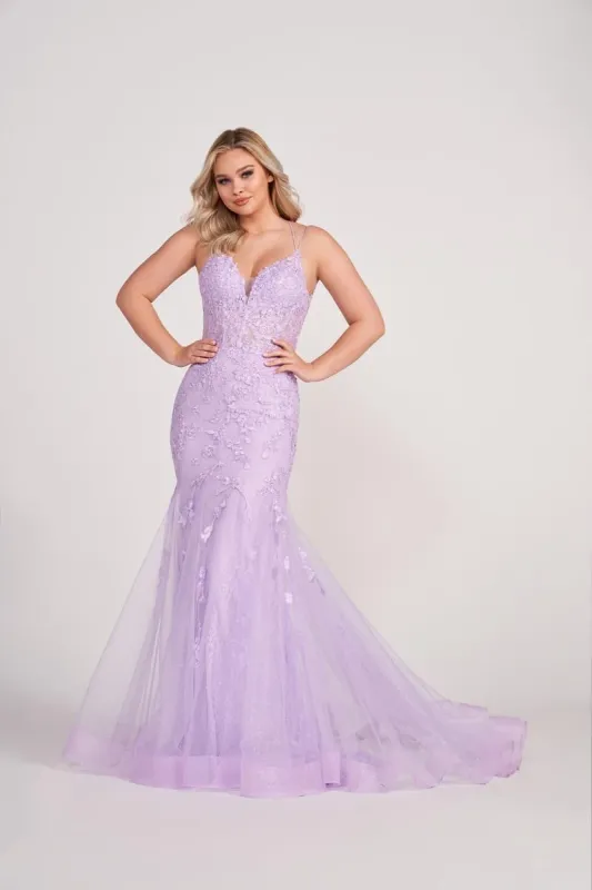 Ellie Wilde Lace Trumpet Prom Dress EW34080 made by Terry costa