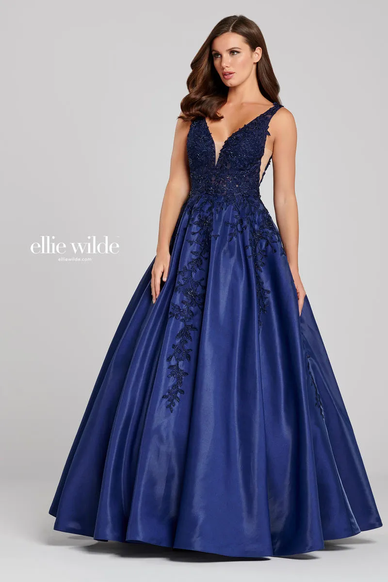 Ellie Wilde Satin A-Line Prom Dress EW120115 sold by Terry costa product image thumbnail 4