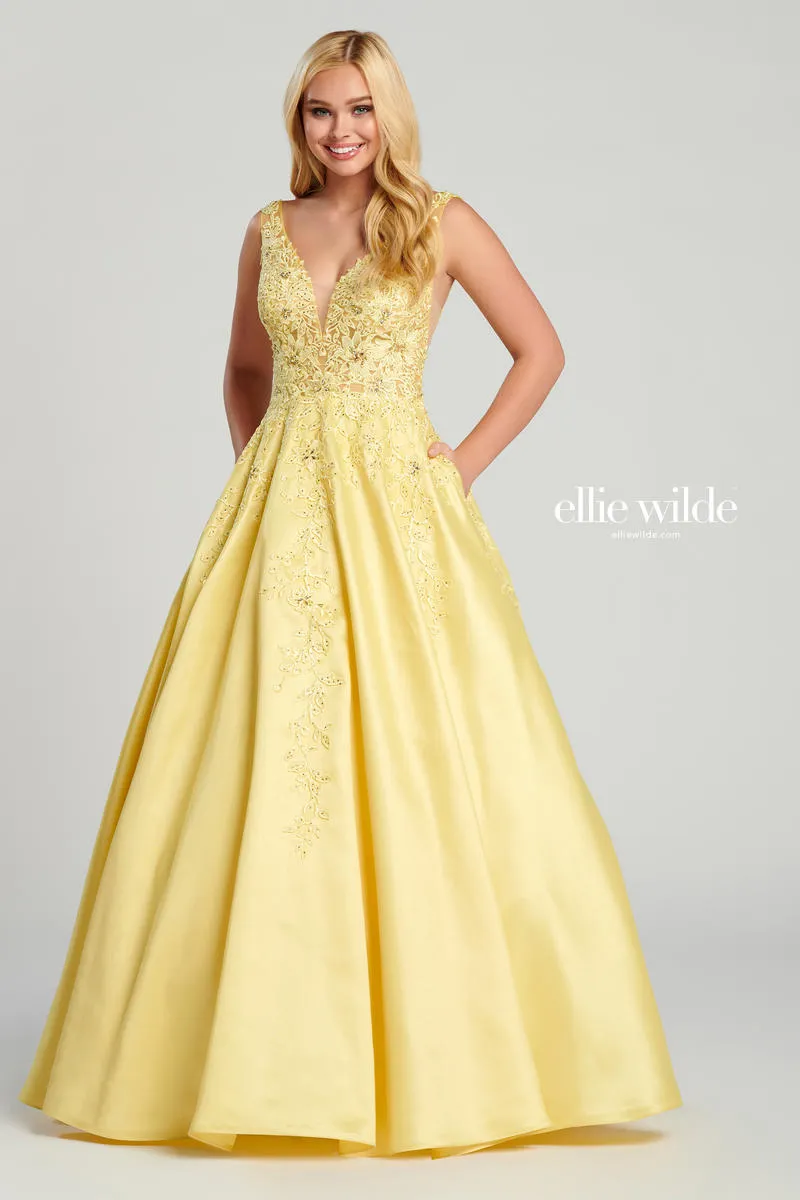Ellie Wilde Satin A-Line Prom Dress EW120115 sold by Terry costa product image thumbnail 5