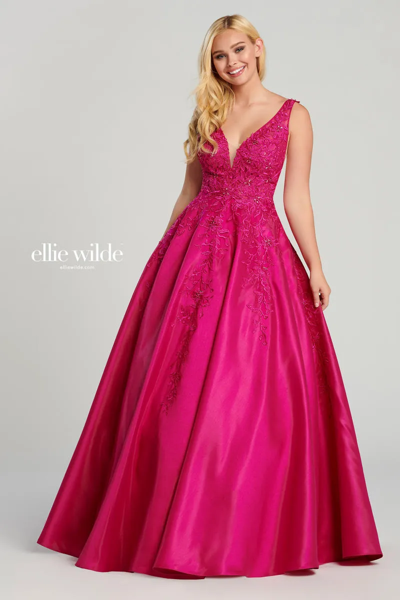Ellie Wilde Satin A-Line Prom Dress EW120115 sold by Terry costa product image thumbnail 3