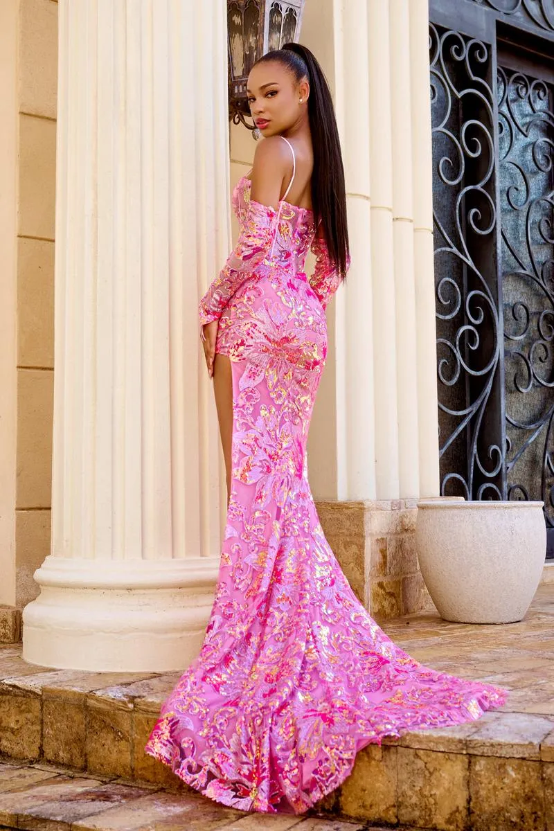Portia and Scarlett Plunging Prom Dress PS24321 sold by Terry costa product image thumbnail 2
