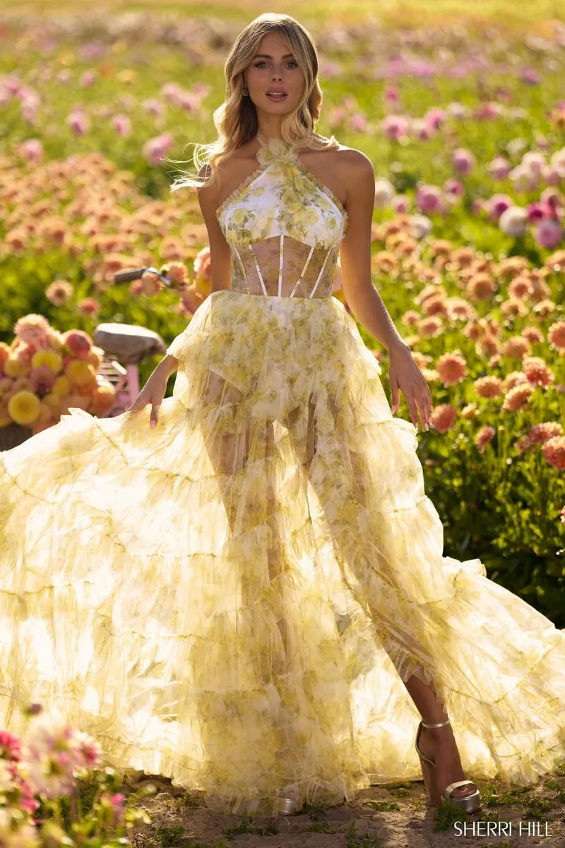 Sherri Hill Floral Print Prom Dress 56382 sold by Terry costa product image thumbnail 3