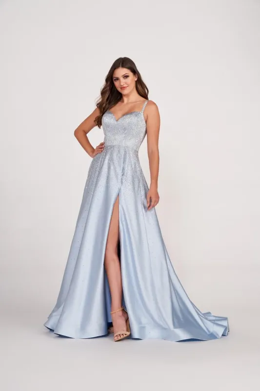 Ellie Wilde Long V-Neck Prom Dress EW34044 made by Terry costa