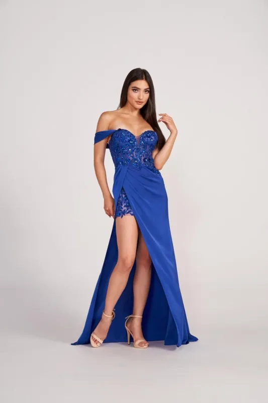 Ellie Wilde Off the Shoulder Corset Prom Dress EW34043 made by Terry costa