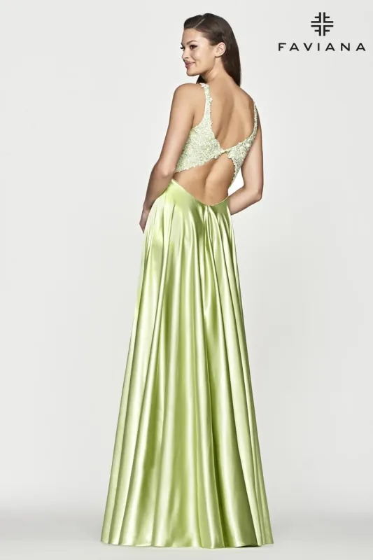 Faviana Glamour A-Line Satin Prom Dress S10642 sold by Terry costa