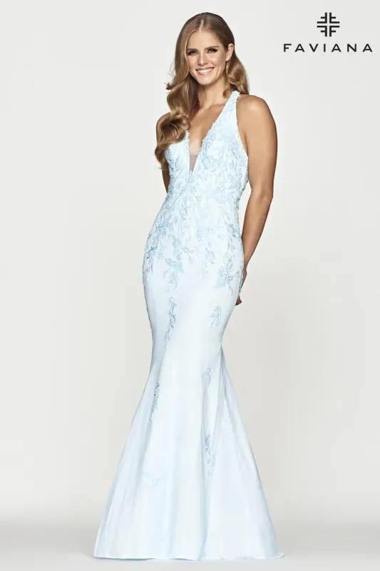 Faviana Glamour Dress S10635 sold by Terry costa