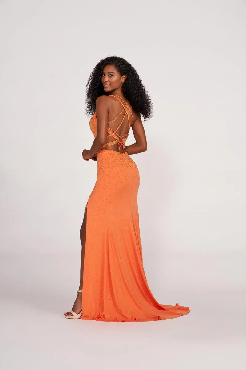 Ellie Wilde Long Hot Stone Cut Out Prom Dress EW34035 sold by Terry costa product image thumbnail 2