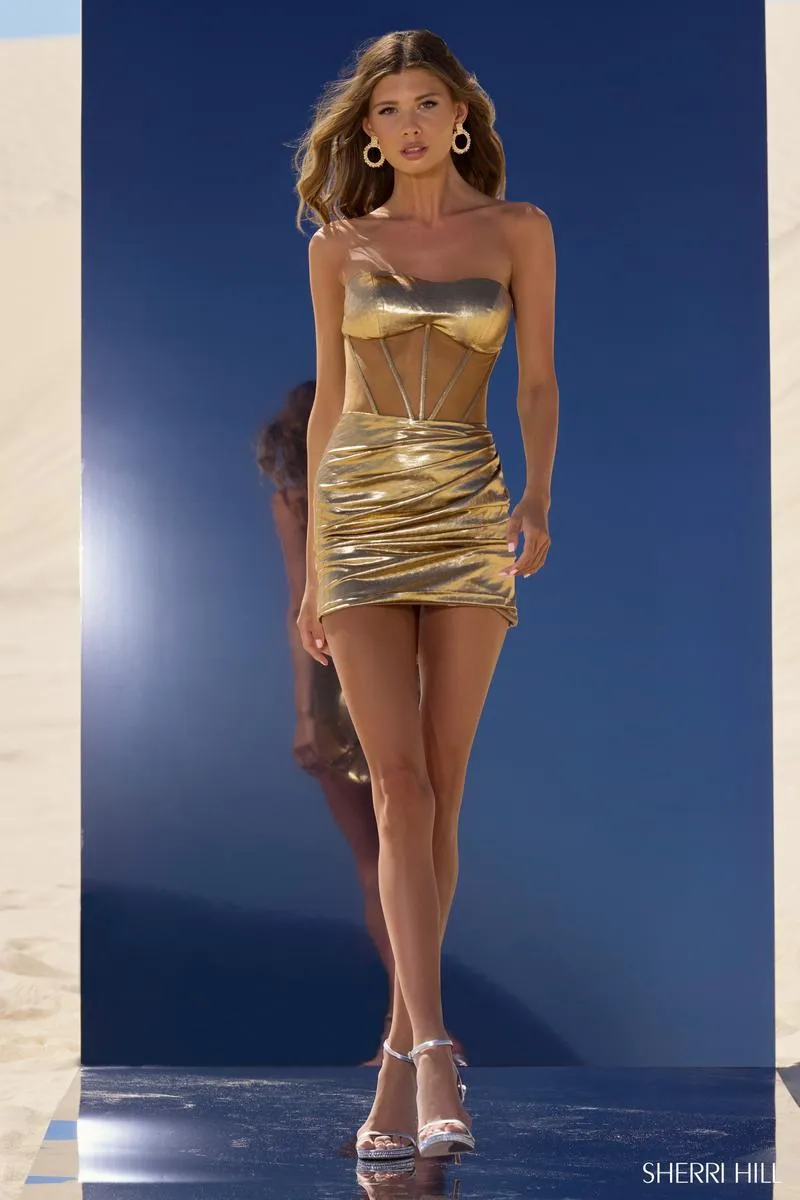 Sherri Hill Metallic Corset Homecoming Dress 56779 sold by Terry costa product image thumbnail 3