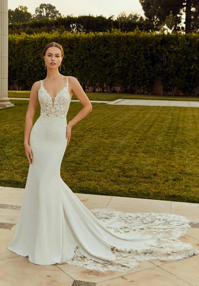 Morilee Raquel Crepe Illusion Wedding Dress 2658 sold by Terry costa product image thumbnail 5