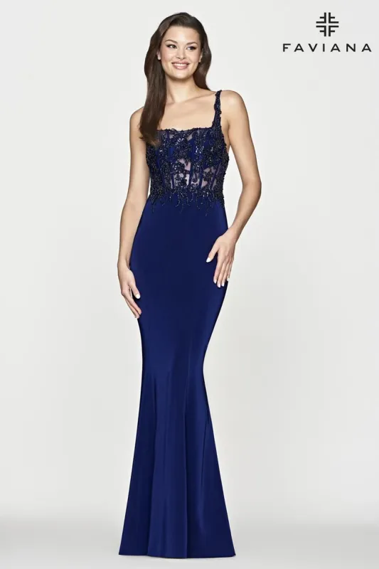 Faviana Glamour Dress S10675 sold by Terry costa