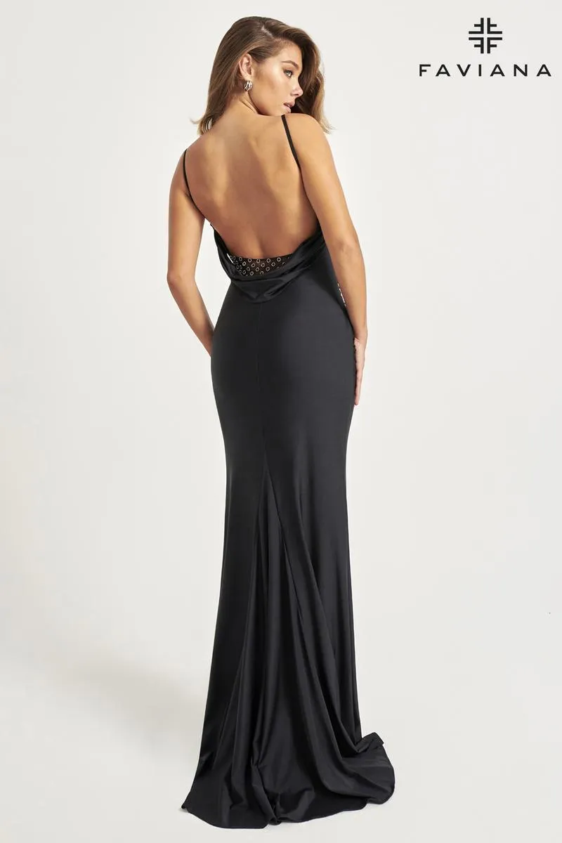 Faviana Low Back Ruched Prom Dress 11072 sold by Terry costa product image thumbnail 5