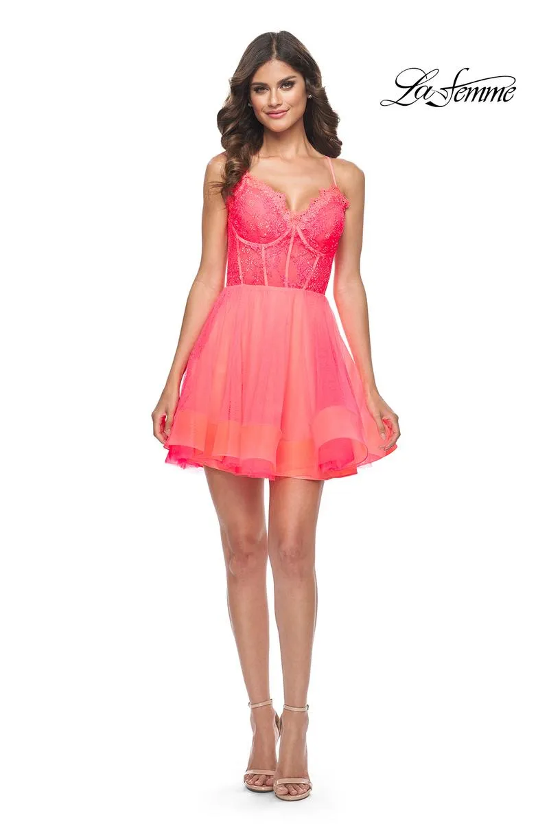 La Femme Corset A-Line Homecoming Dress 31469 sold by Terry costa product image thumbnail 3