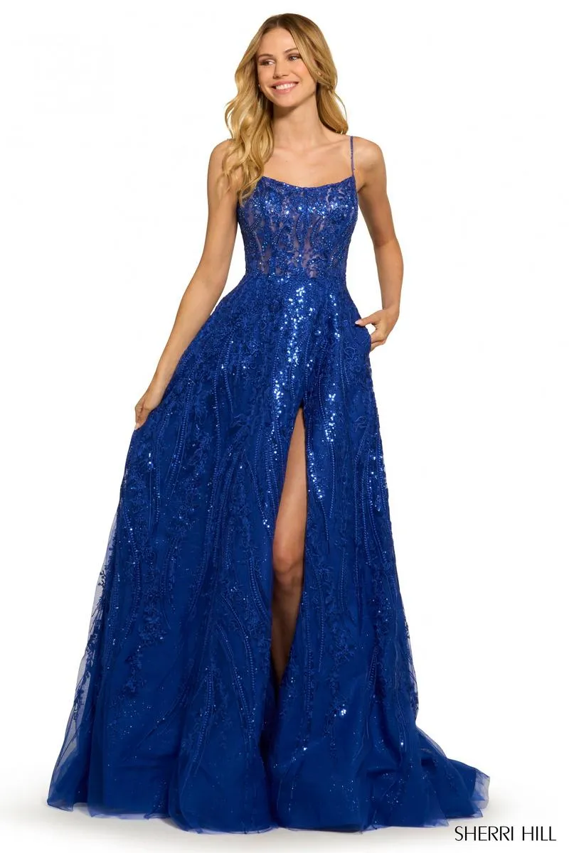 Sherri Hill A-Line Embroidered Tulle Prom Dress 55521 sold by Terry costa product image thumbnail 4