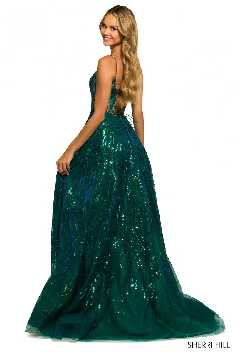 Sherri Hill A-Line Embroidered Tulle Prom Dress 55521 sold by Terry costa product image thumbnail 2